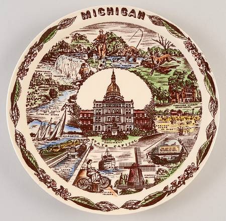 State Plate Michigan - No Box-Michigan Motif 2-Multicolor