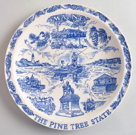 State Plate Maine The Pine Tree State - No Box-Maine Motif 1 - Blue