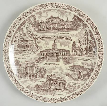 State Plate Historical South Carolina - No Box-S Carolina Motif 1-Brown