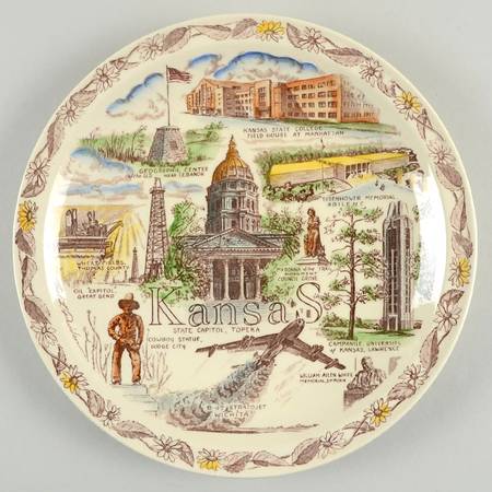 State Plate Kansas - No Box-Kansas Motif 1-Multi