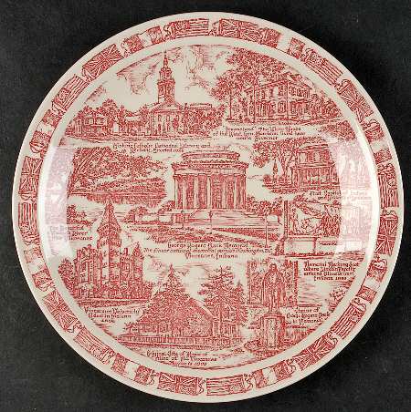 State Plate Indiana - No Box-Indiana Motif 1-Red