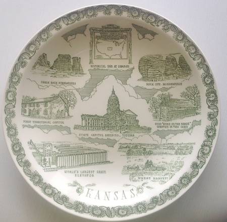 State Plate Kansas - No Box-Kansas Motif 2-Green
