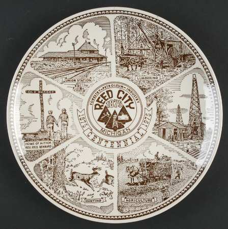 State Plate Michigan Centennial-Brown - No Box-Michigan Motif 1