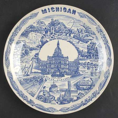 State Plate Michigan-Blue - No Box-Michigan Motif 2
