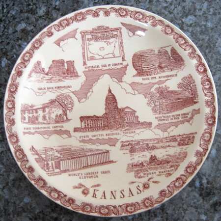 State Plate Kansas - No Box-Kansas Motif 2-Red
