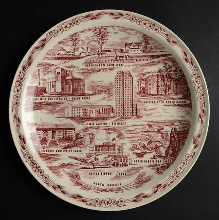 State Plate North Dakota-Red - No Box-North Dakota Motif 1