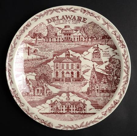 State Plate Delaware - No Box-Delaware Motif 1 Red