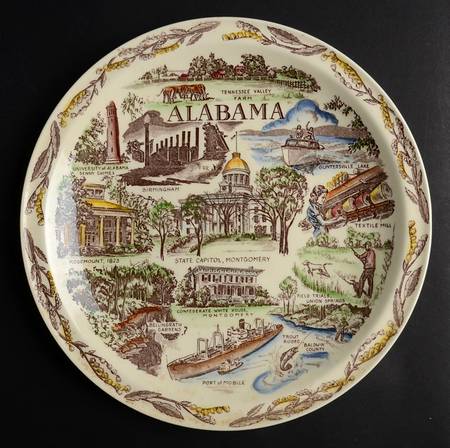 State Plate Alabama - No Box-Alabama Motif 2-Multi
