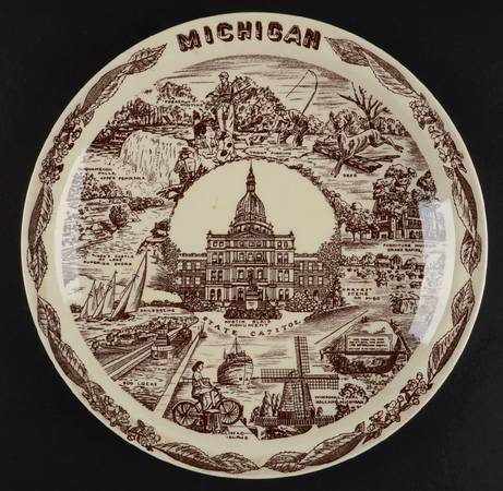 State Plate Michigan - No Box-Michigan Motif 2-Brown