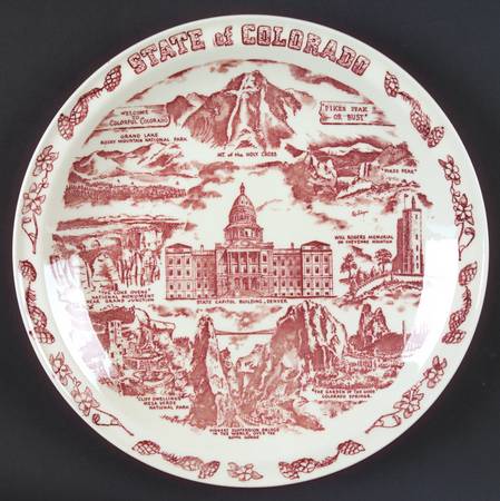State Plate State Of Colorado - No Box-Colorado Motif 1-Red