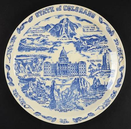 State Plate State Of Colorado - No Box-Colorado Motif 1-Blue