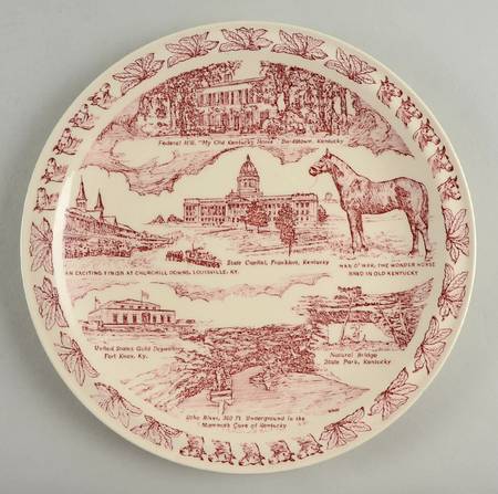 State Plate Kentucky-Red - No Box-Kentucky Motif 1