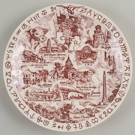 State Plate Texas-Red - No Box-Texas Motif 1-Red