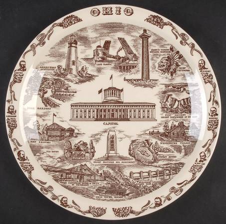 State Plate Ohio-Brown - No Box-Ohio Motif 1