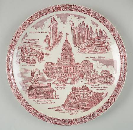 State Plate Illinois - No Box-Illinois Motif 1-Red