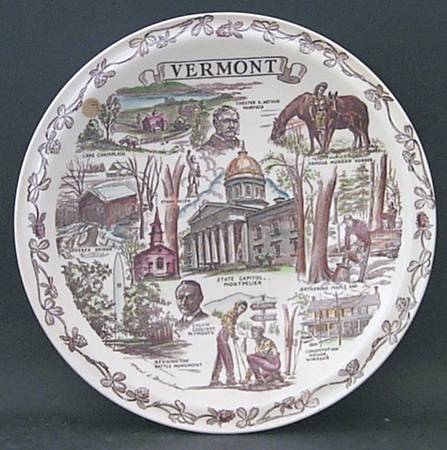 State Plate Vermont - No Box-Vermont Motif 2 Multi