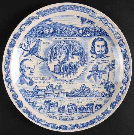 State Plate Vermont - No Box-Vermont Motif 1 Blue