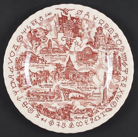 State Plate Texas - No Box-Texas Motif 1-Red Swirl