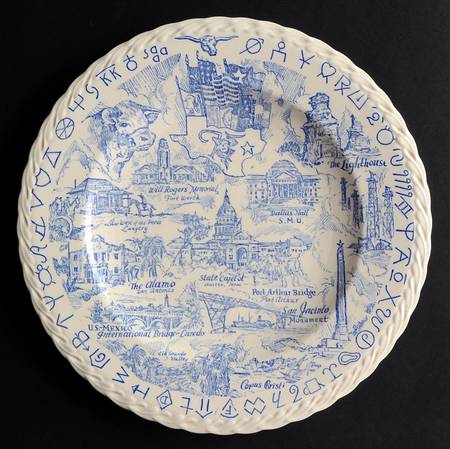 State Plate Texas - No Box-Texas Motif 1-Blueswirl