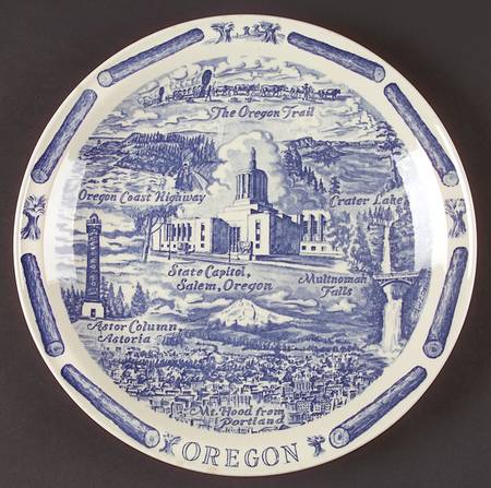 State Plate Oregon-Blue - No Box-Oregon Motif 2-Blue