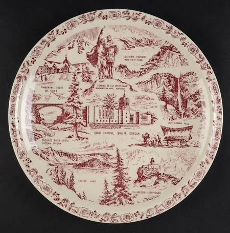 State Plate Oregon-Red - No Box-Oregon Motif 1-Red