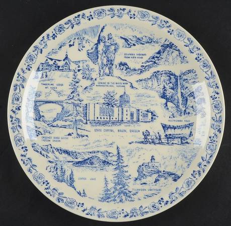 State Plate Oregon-Blue - No Box-Oregon Motif 1-Blue