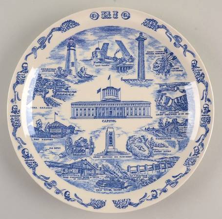 State Plate Ohio-Blue - No Box- Ohio Motif 2