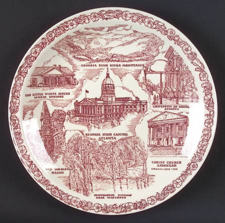 State Plate Georgia-Red - Georgia Motif 1-Red