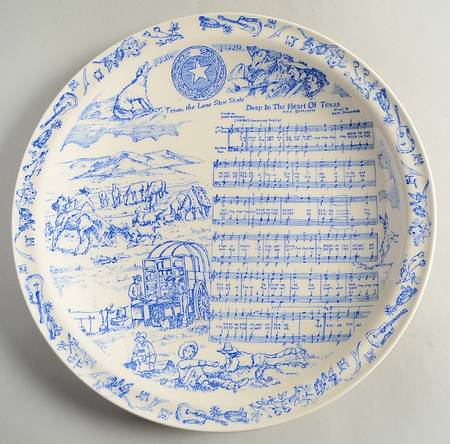 State Plate Texas-Deep In The Heart Of Texas -Blue - No Box-Texas Motif 3-Blue