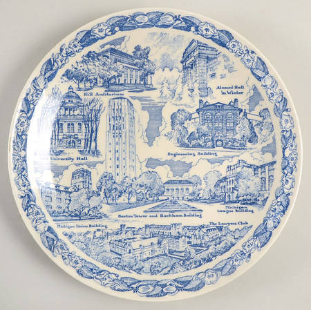 Vernon Kilns Plate University Of Michigan-Blue - Michigan, No Box