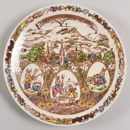 Vernon Kilns Plate Easter Fires Of Fredericksburg, Texas - No Box 60