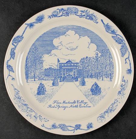 Vernon Kilns Plate Flora Macdonald College-Red Springs - No Box-North Carolina Motif 2