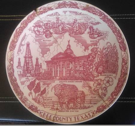 Vernon Kilns Plate Bee County Texas  - No Box