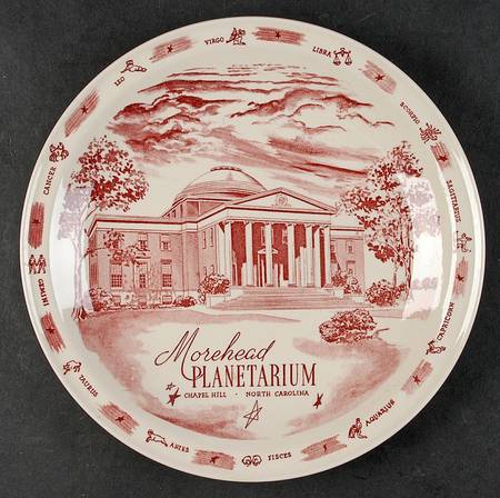 Vernon Kilns Plate Morehead Planetarium-Chapel Hill - No Box-North Carolina Motif 1