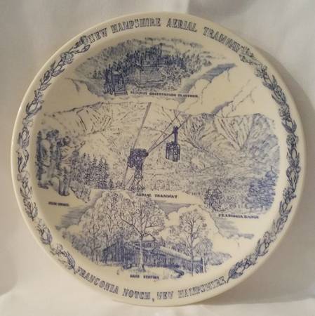 Vernon Kilns Plate Franconia Notch, Nh-Blue - No Box-New Hampshire Motif 1