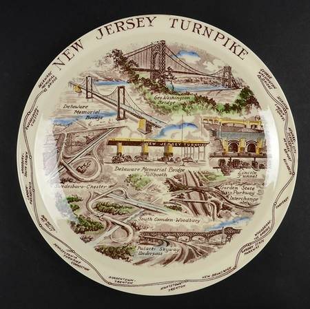 Vernon Kilns Plate New Jersey Turnpike - No Box