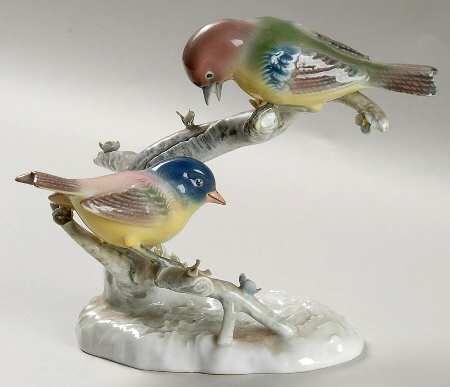 Vista Alegre Figurines Two Birds On A Branch-Glossy - No Box by Vista Alegre