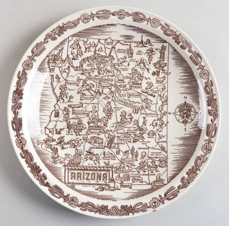 State Map Plate Arizona - No Box-Arizona Motif 1-Brown