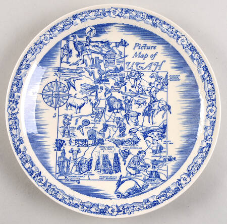 State Map Plate Utah-Blue - No Box-Utah Motif 1-Blue