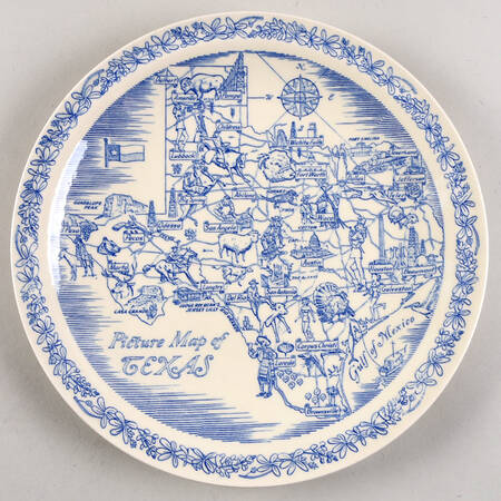 State Map Plate Texas-Blue - No Box-Texas Motif 1-Blue