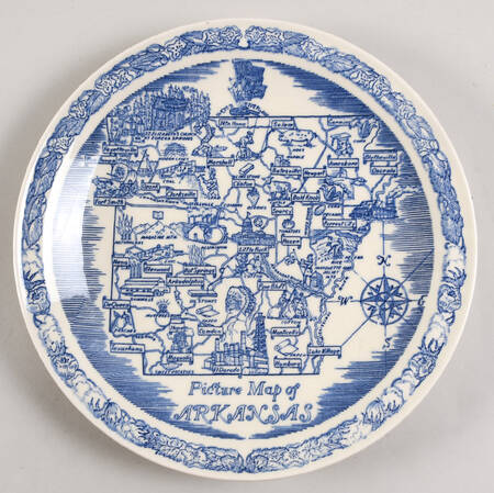 State Map Plate Arkansas  - No Box-Arkansas Motif 1-Blue