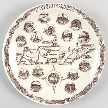 State Map Plate Tennessee - No Box-Tennessee Motif 1-Brown