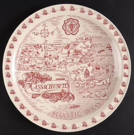 State Map Plate Massachusetts - No Box-Massachusetts Motif 1-Red