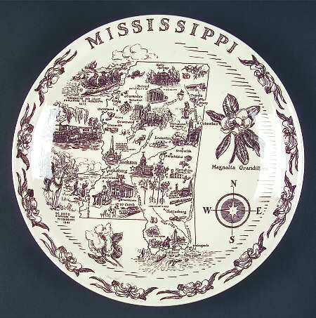 State Map Plate Mississippi - No Box-Mississippi Motif 1-Brown