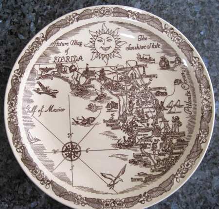 State Map Plate Florida - No Box-Florida Motif 1-Brown