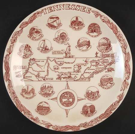 State Map Plate Tennessee - No Box-Tennessee Motif 1-Red
