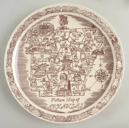 State Map Plate Arkansas - No Box-Arkansas Motif 1-Brown