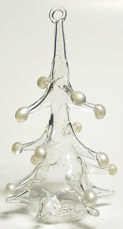 Vietri Crystal Christmas Ornament Tree With White Balls - No Box