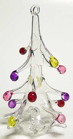 Vietri Crystal Christmas Ornament Tree With Colored Balls - Boxed