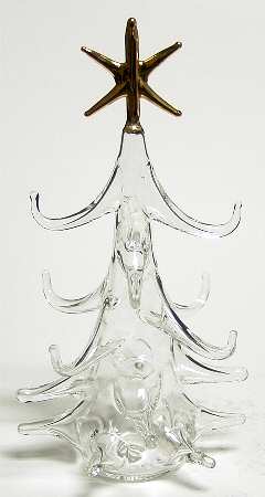 Vietri Crystal Christmas Ornament Tree Wth Gold Star - Boxed